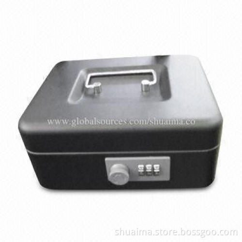 Combination Cash Box, Removable Cash Tray with Compartment for Rolled Euro Coins and Business Cheque